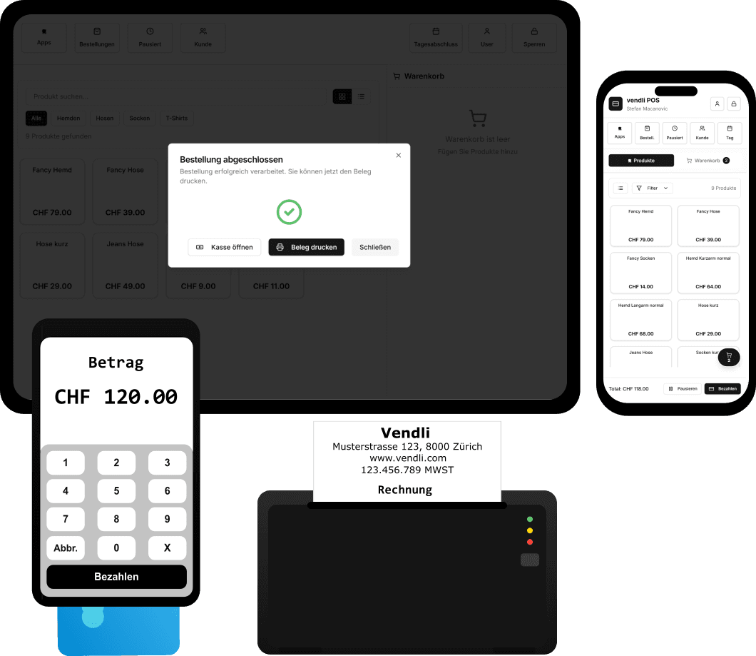 Vendli Kassensystem - Checkout und Bezahlung